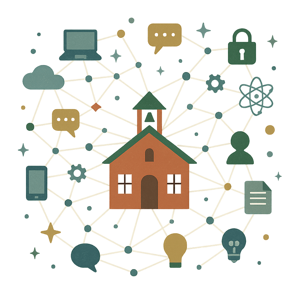 Students and teachers connected through modern educational technology